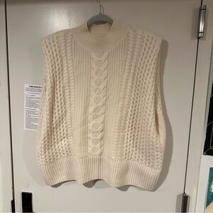 Banana Republic Cable Knit Sweater Vest with Padded Shoulders